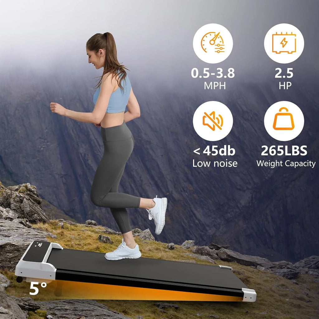Walking Pad Treadmill, Incline Treadmill for Home Office, 2.5 HP Quiet, Treadmill with Extra Wide Running Belt, Remote Control, LED Display