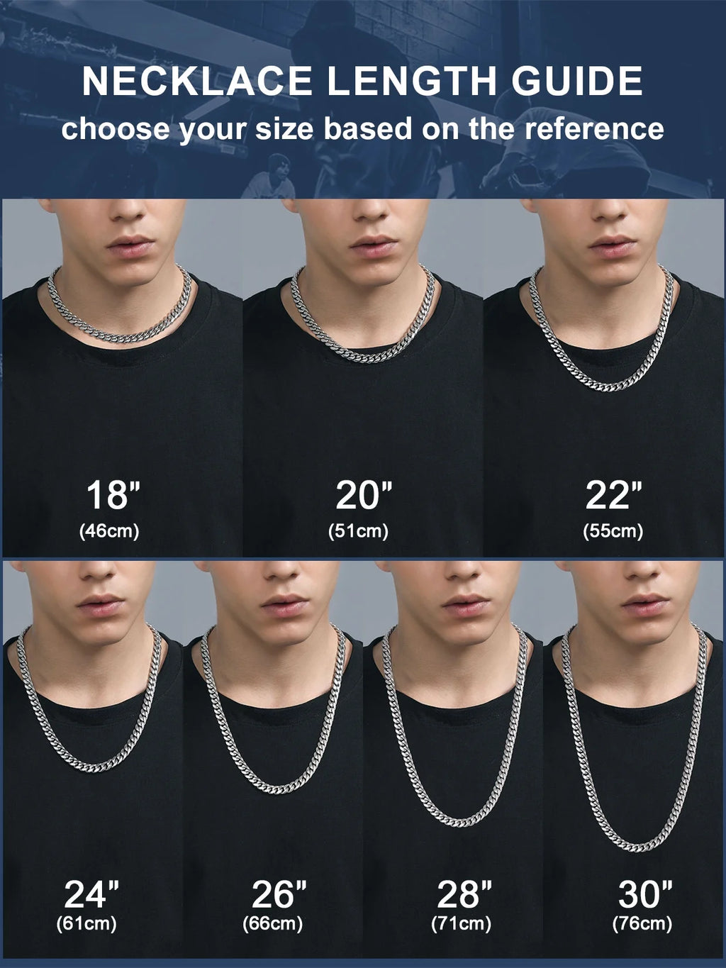 Curb Cuban Link Chain Necklaces for Men Jewelry 28Inch Stainless Steel Color Jewelry Gift for Dad Son